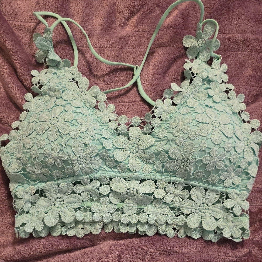 Floral Lace Bralette in Light Blue